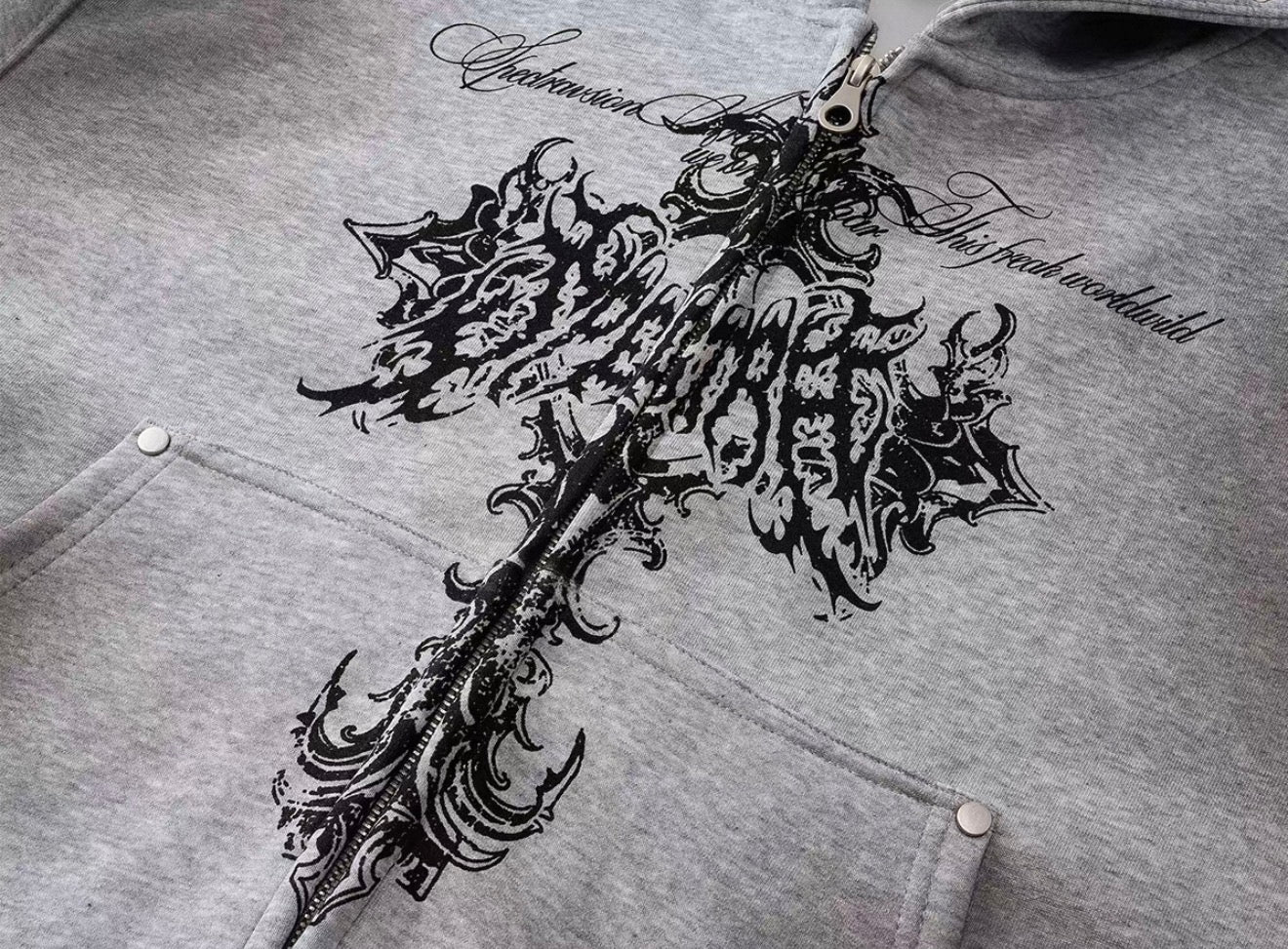 Y2K Gothic Cross Zip Hoodie