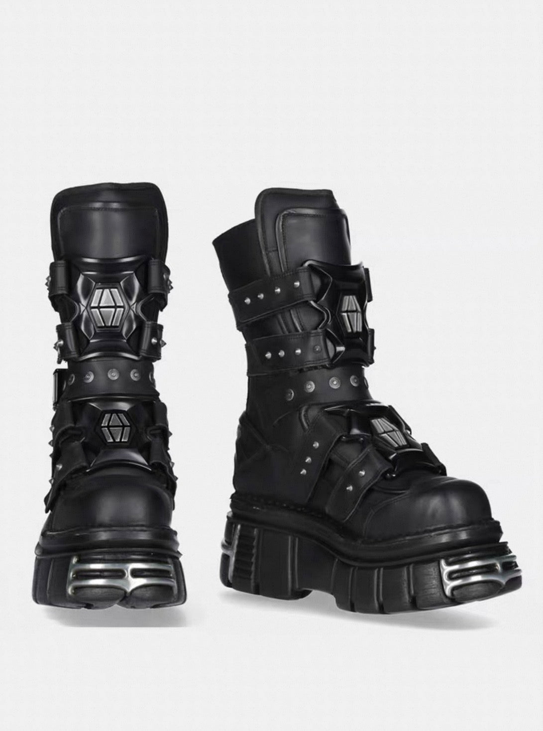 Abyss Platform Combat Boots – Black