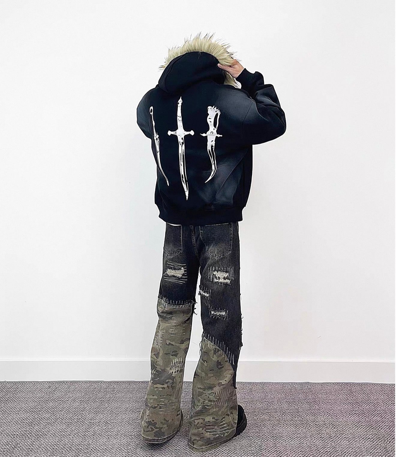 Lost Division Gothic Fur Zip Hoodie