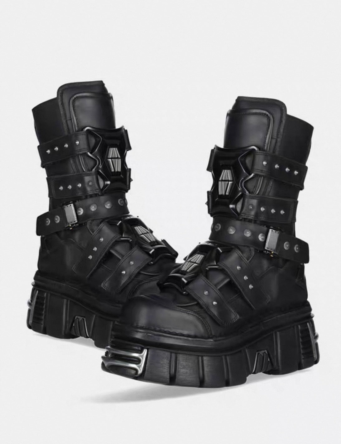 Abyss Platform Combat Boots – Black