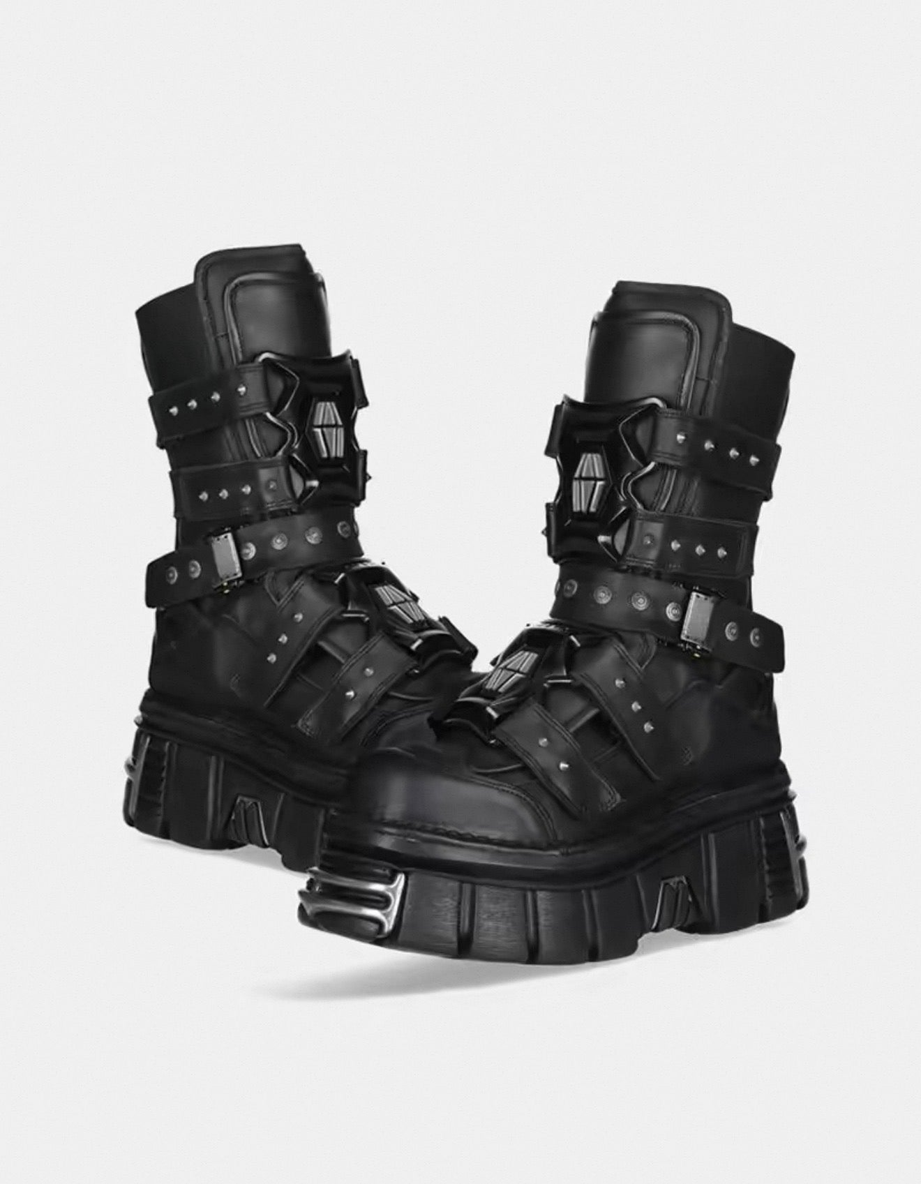 Abyss Platform Combat Boots – Black