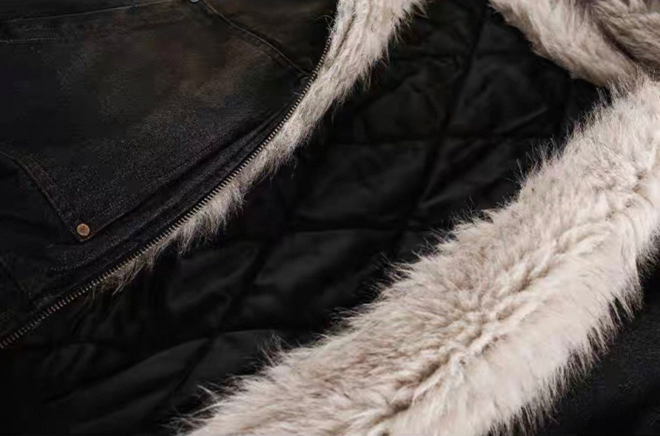 Heavyweight Fur Hood Zip Jacket