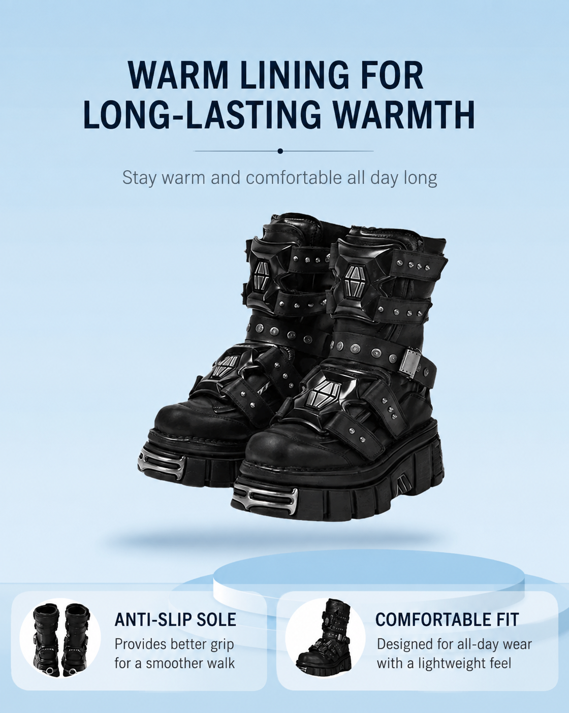 Abyss Platform Combat Boots – Black