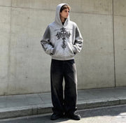 Y2K Gothic Cross Zip Hoodie
