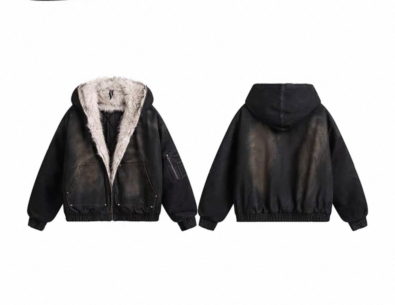 Heavyweight Fur Hood Zip Jacket