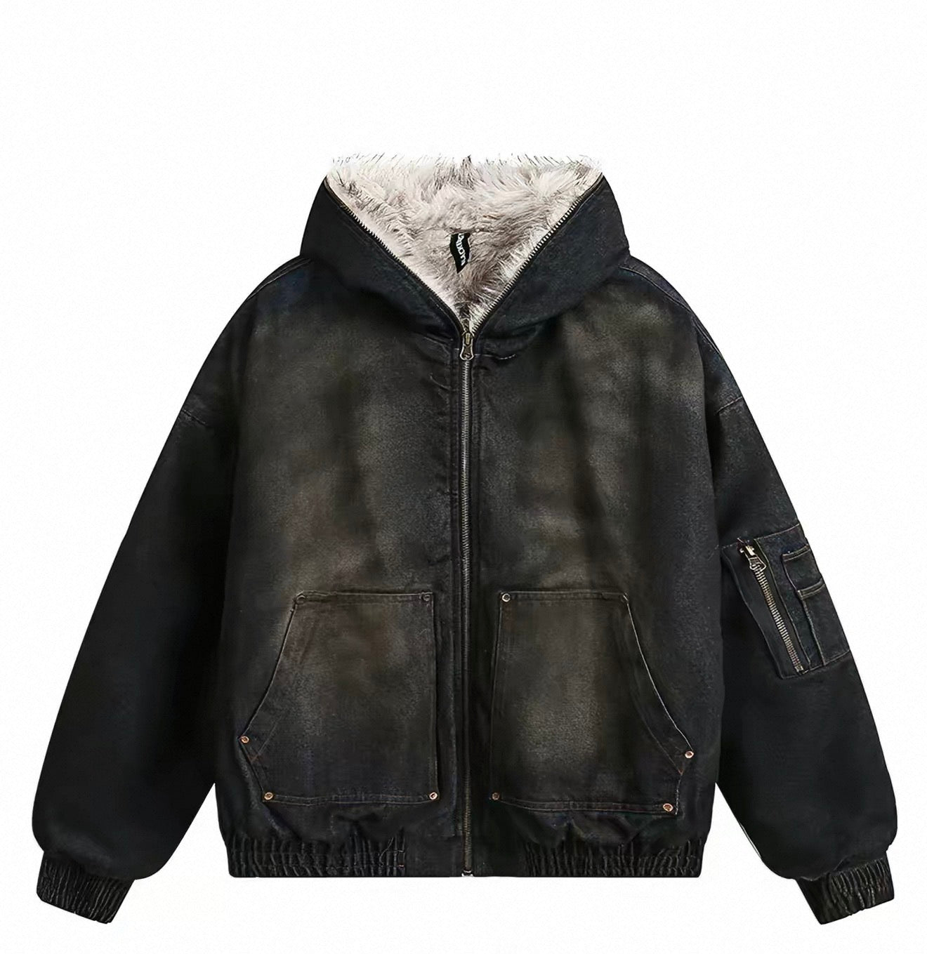 Heavyweight Fur Hood Zip Jacket
