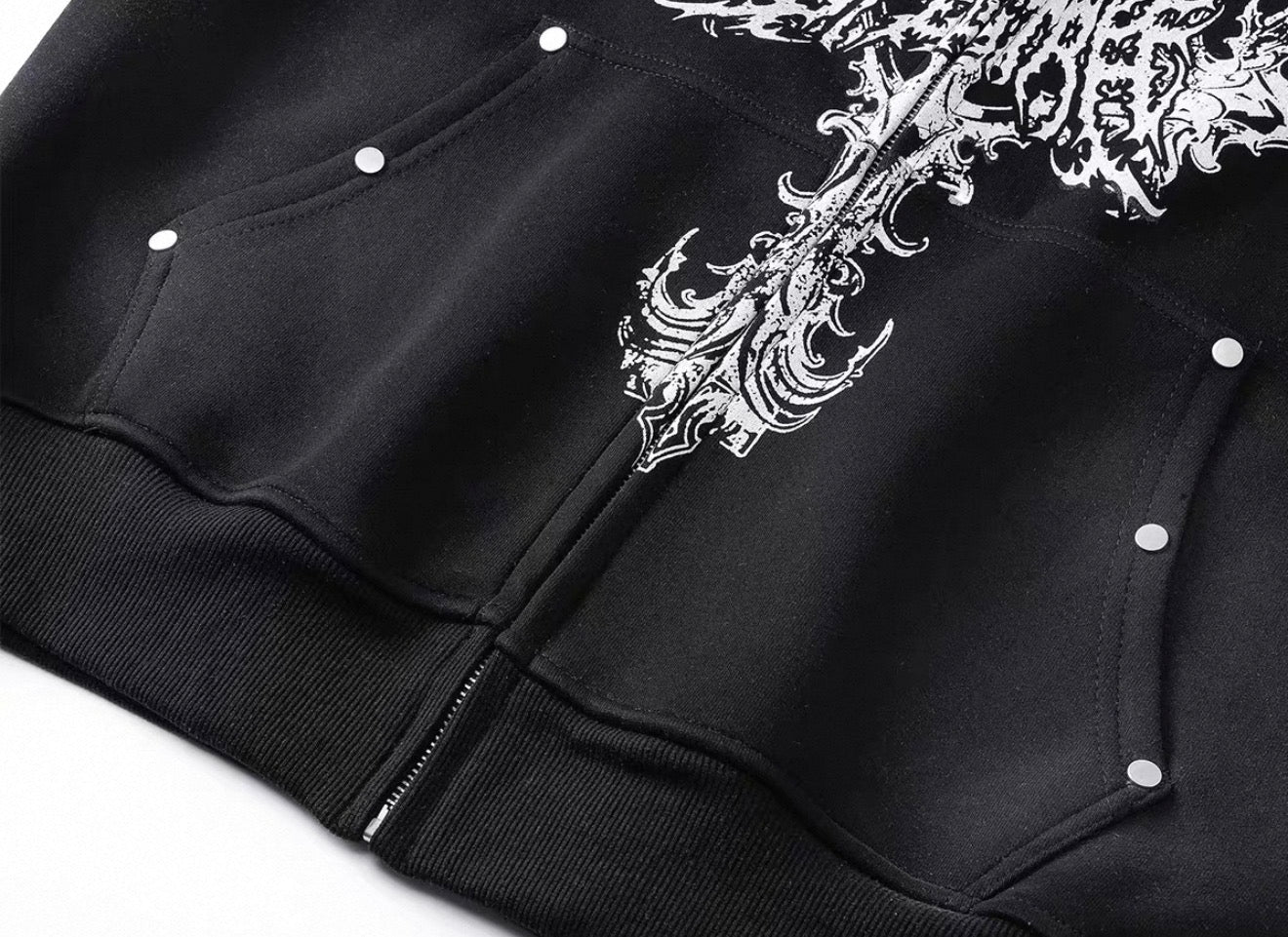 Y2K Gothic Cross Zip Hoodie