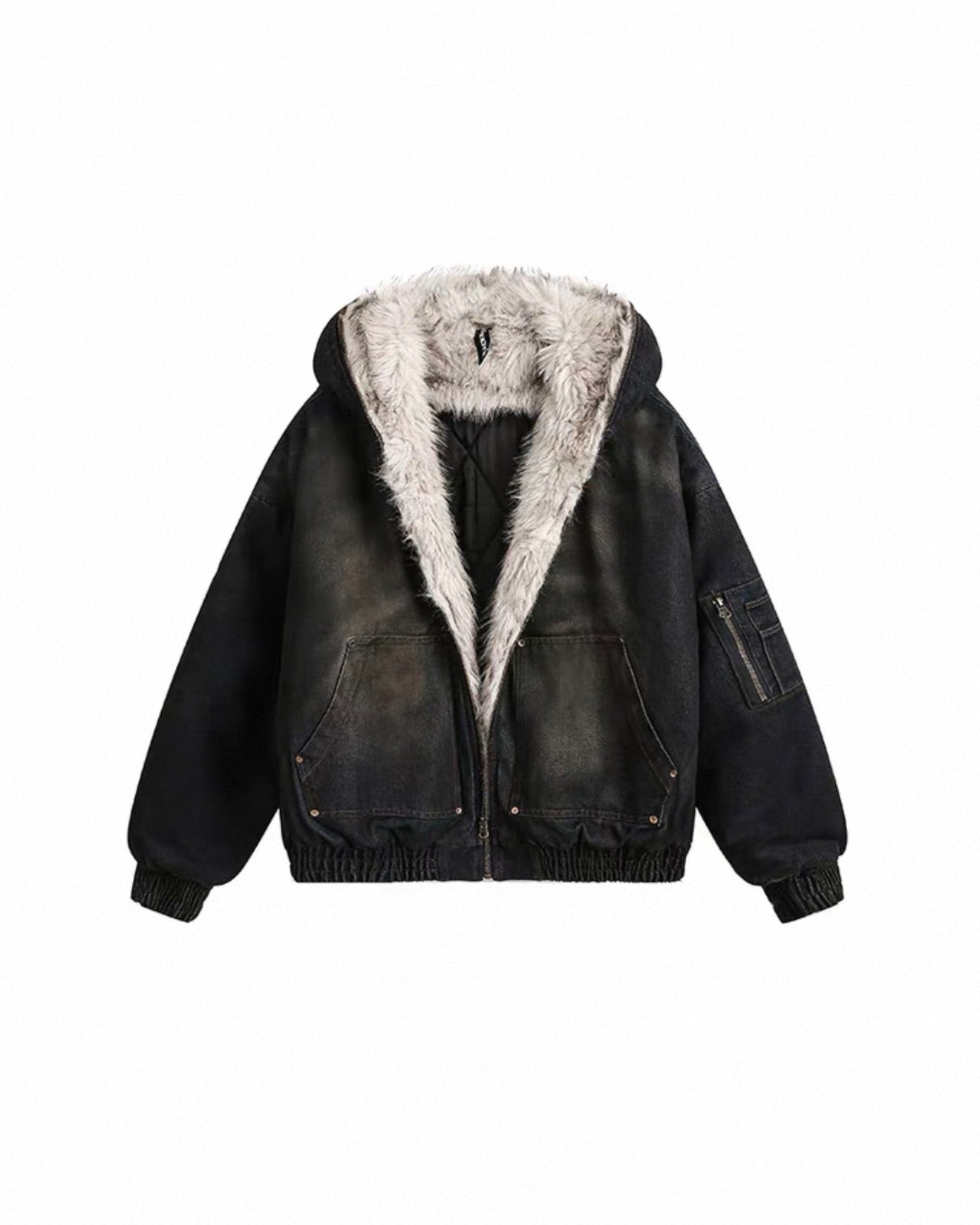 Heavyweight Fur Hood Zip Jacket