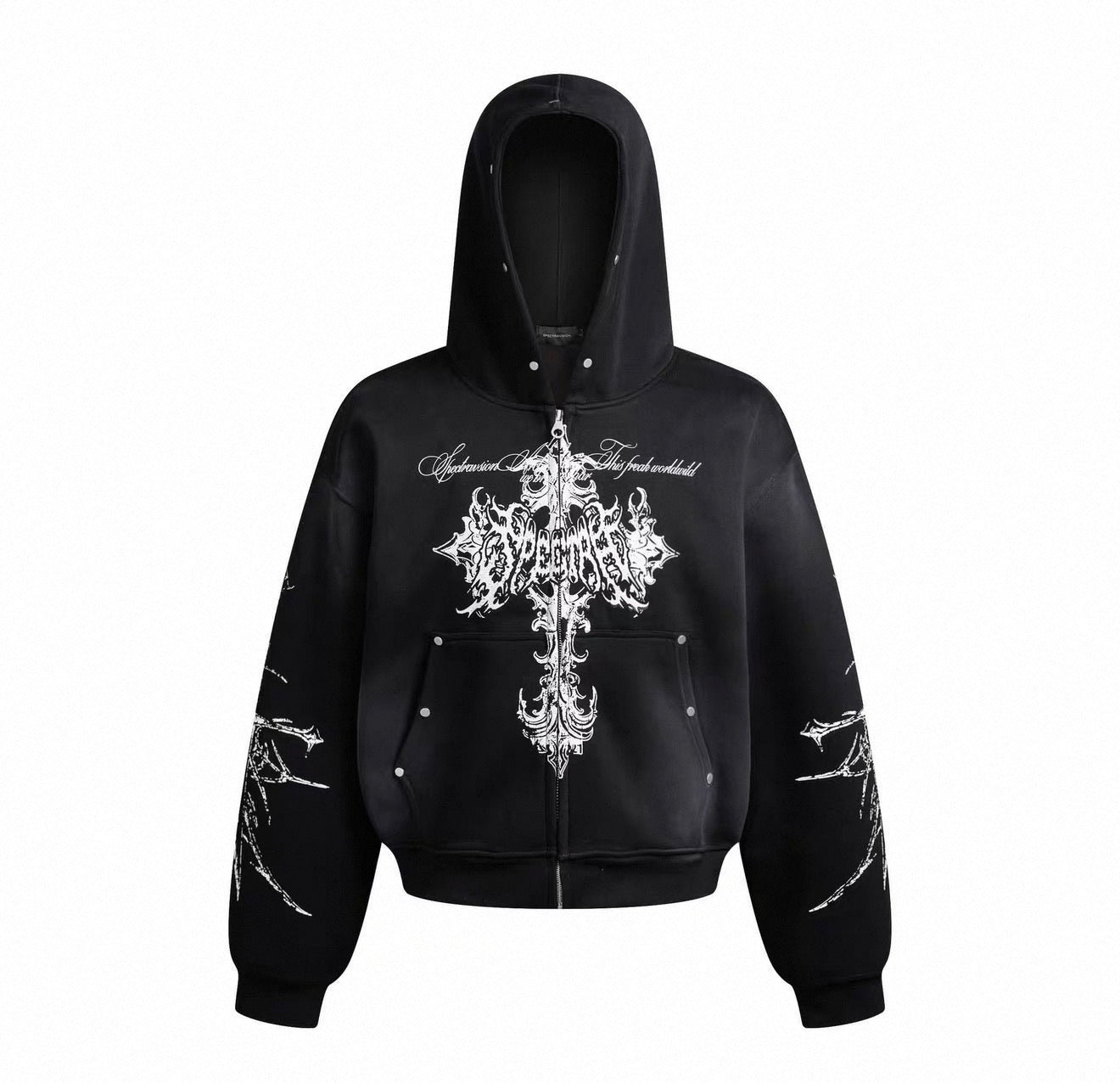 Y2K Gothic Cross Zip Hoodie