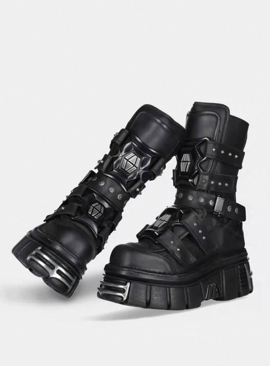 Abyss Platform Combat Boots – Black