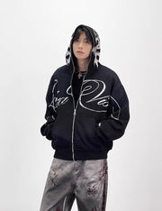 Lost Division Vintage Feeling Graffiti Full Zip Hoodie – Oversized Y2K Streetwear